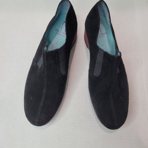 Thierry Rabotin Camoscio Divine Black Wedge Slip On Shoes Size 41 - Picture 3 of 13